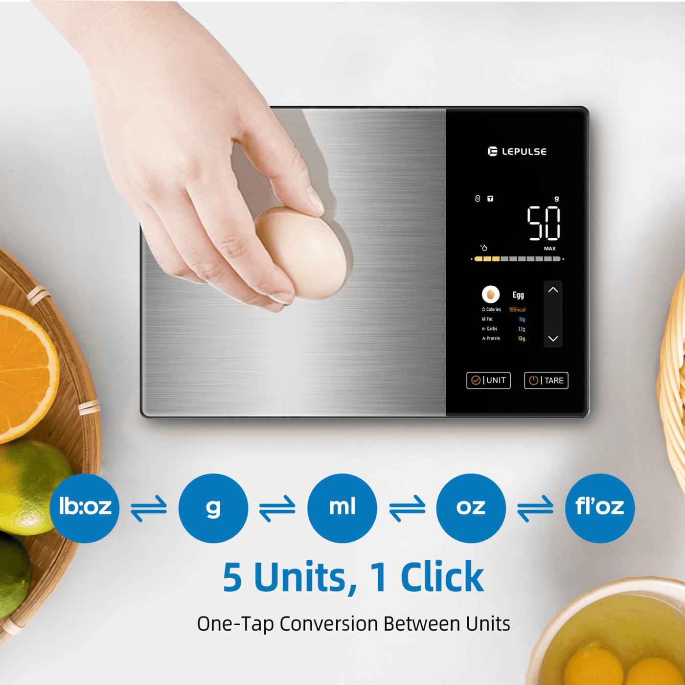 Food Scale with Nutritional Calculator, Smart Digital Kitchen Scale for Weight Loss, App with 23 Nutrients Tracking, Calorie, Fat, Carbs