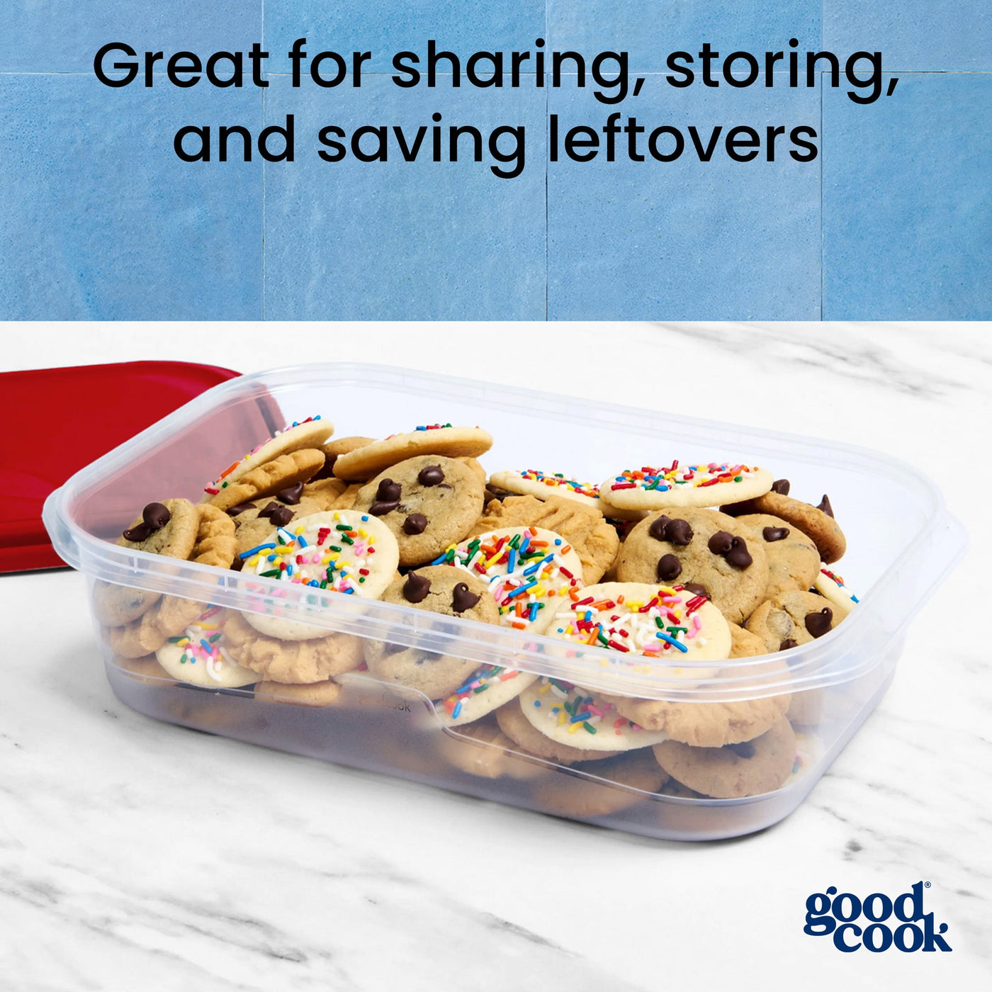 Large Rectangle Container, 2-Pack, Red, Made Without Bpa, Dishwasher Safe, for Pantry Organization, Meal Prep and Dry Food Storage