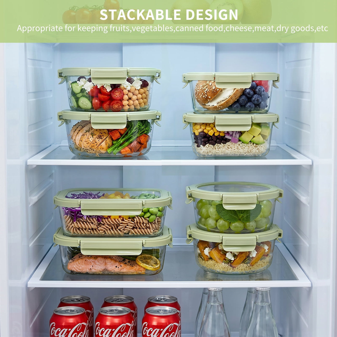 36-Piece Glass Food Storage Containers with Tempered Lids Set, Borosilicate Oven-Safe(-4°F~950°F), Airtight Meal Prep Lunch Box Containers (18