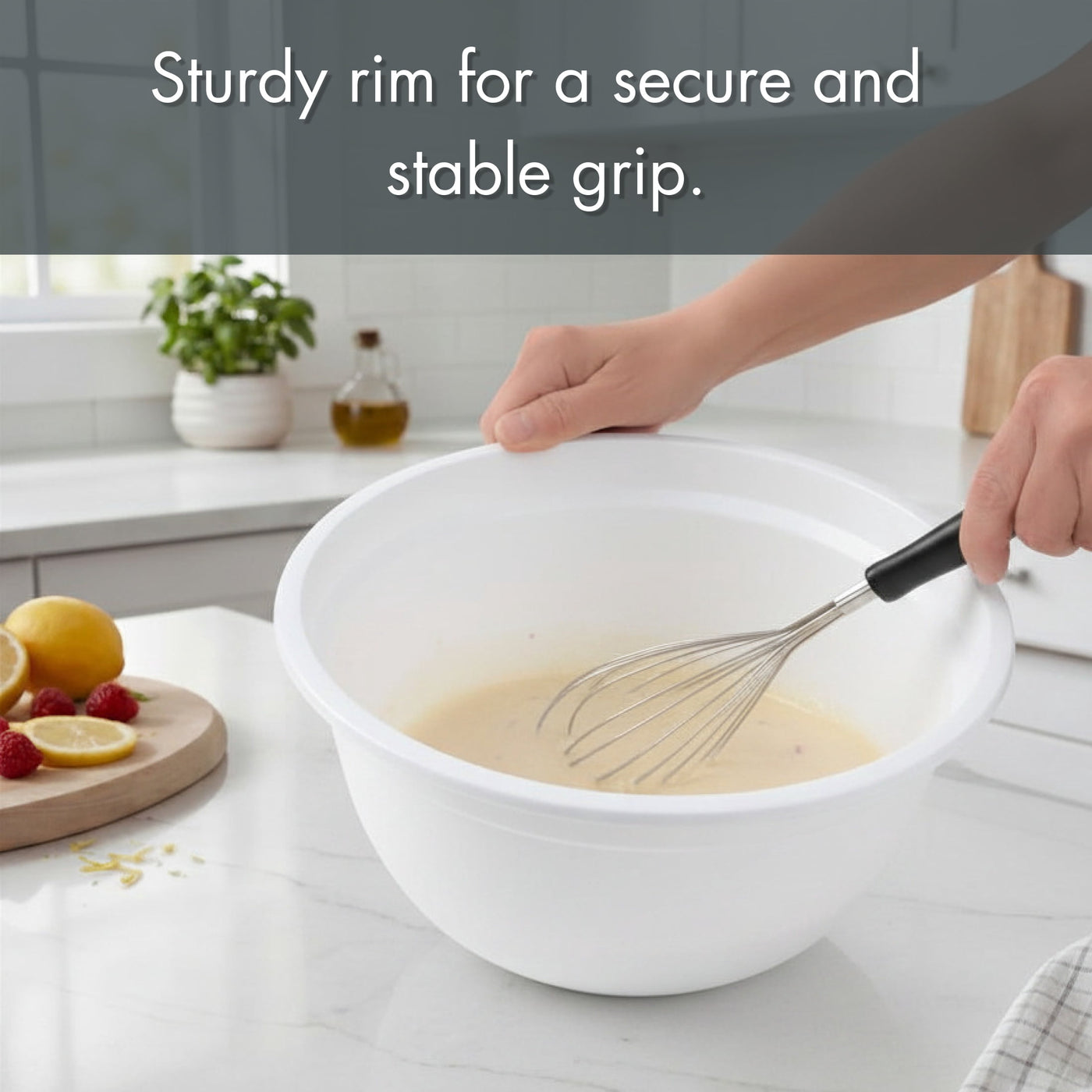 6-Quart Mixing Bowl, Durable, Lightweight, and Versatile Kitchen Essential, White, for Everyday Home Kitchen Cooking, Storage and Organization