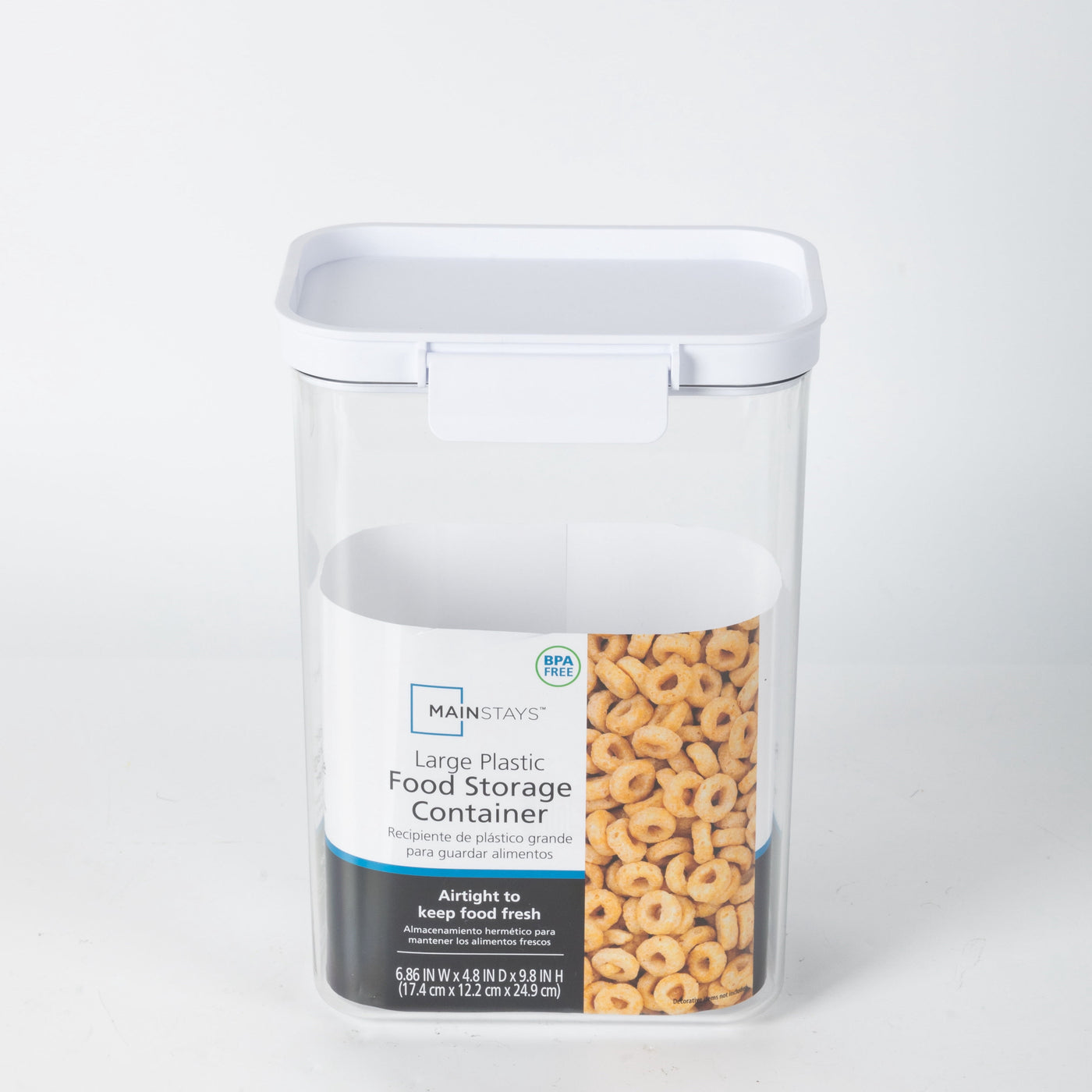 Large Rectangular Plastic Pantry Storage Canister, Kitchen Food Storage Container for Dry Foods and Pantry Organization, 6.9" W X 4.8" D X 9.8" H