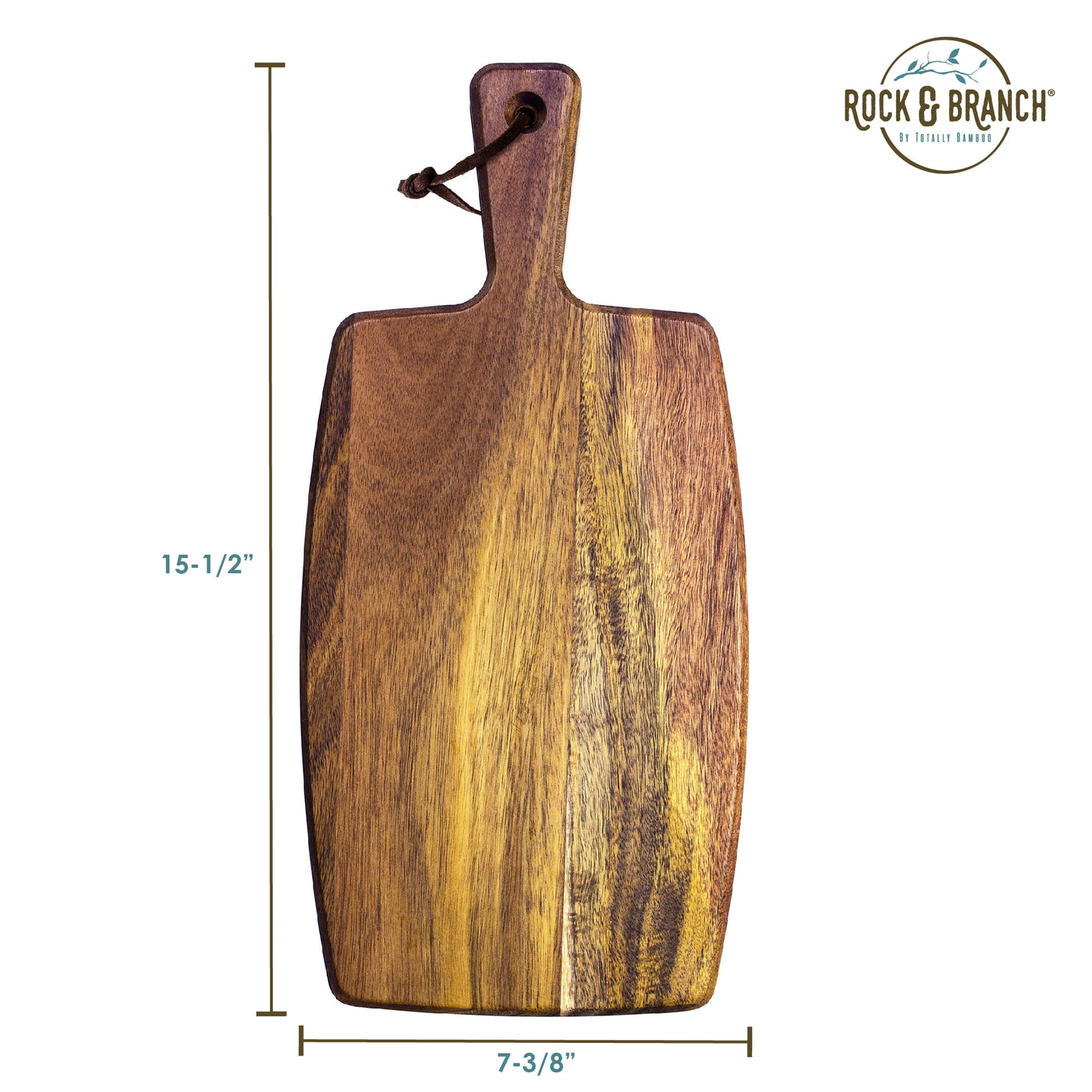 Rock and Branch Acacia Wood Serving Paddle, Wood Cutting Board with Handle for Kitchen and Charcuterie Boards