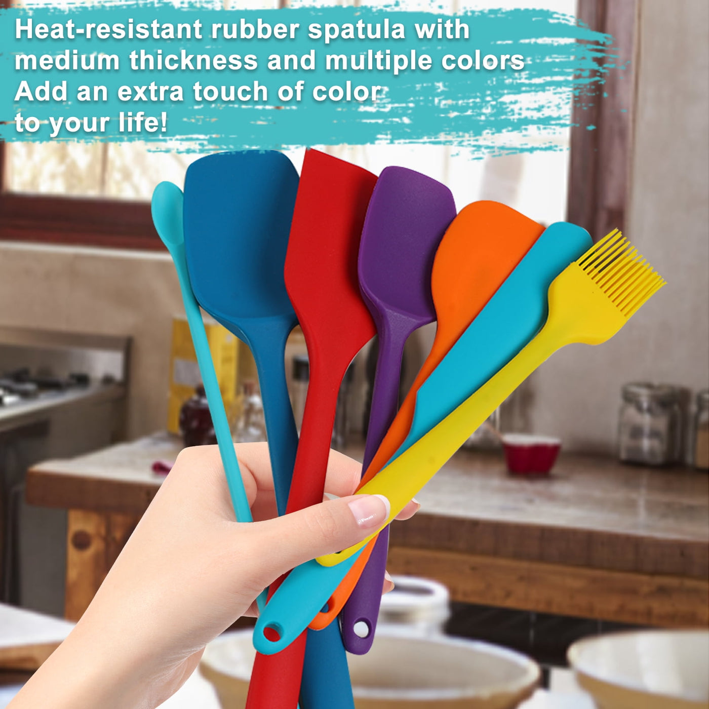 7-Piece Silicone Spatula Set, Food Grade Spatulas Silicone Heat Resistant (600°F), BPA Free Spatulas