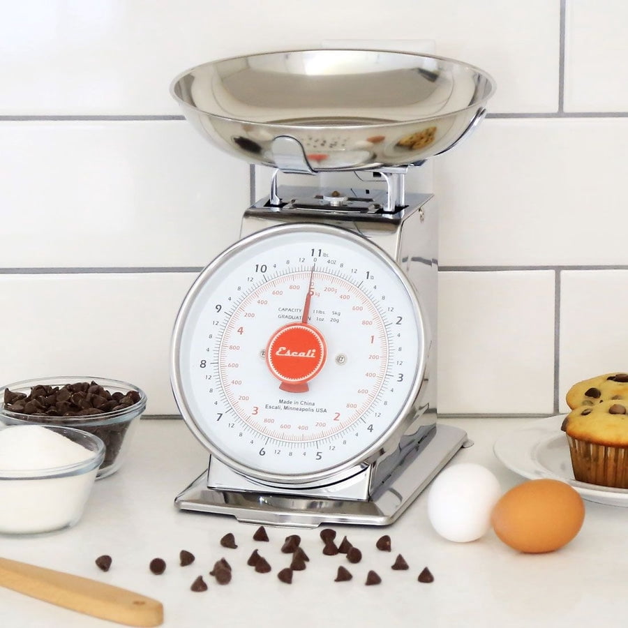 Ds115b Mercado Retro Classic Mechanical Dial Stainless Steel Scale, Removeable Bowl, Tare Functionality, 11lb Capacity, Stainless