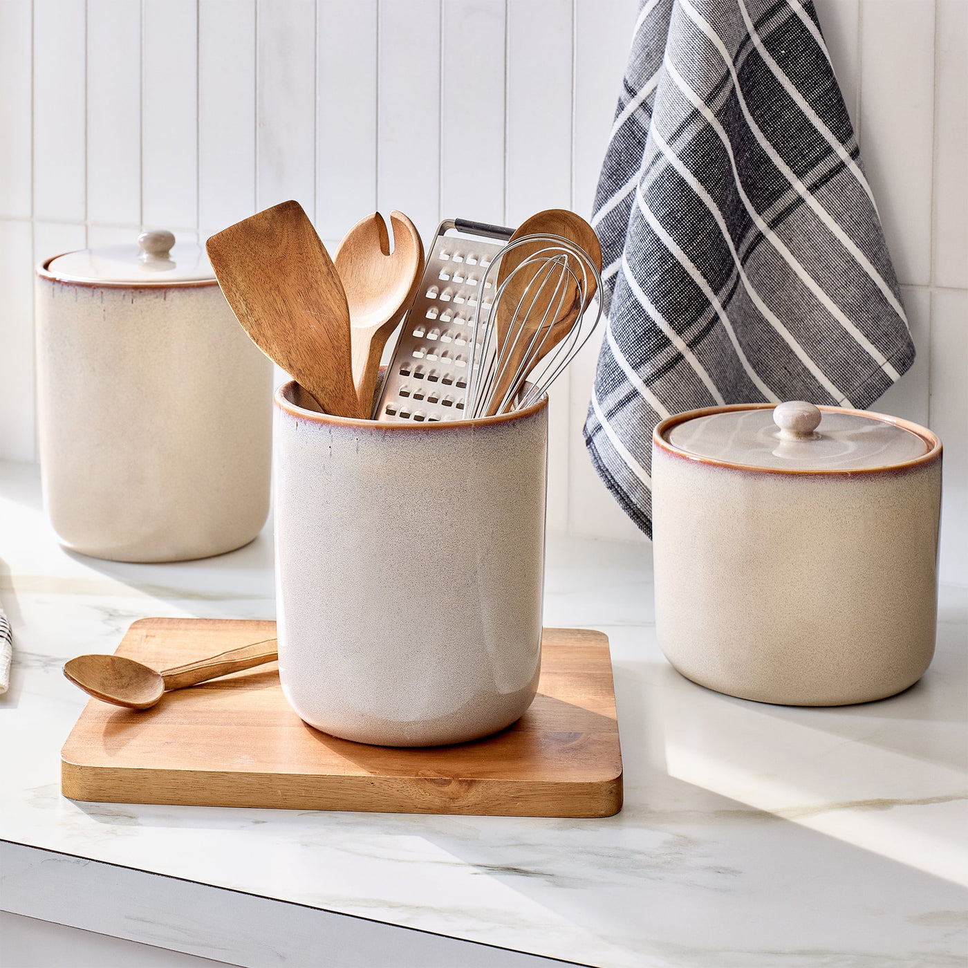 Large Ceramic Canister with Lid, for Pantry Organization, Meal Prep and Dry Food Storage, Durable Design for Daily Home Use