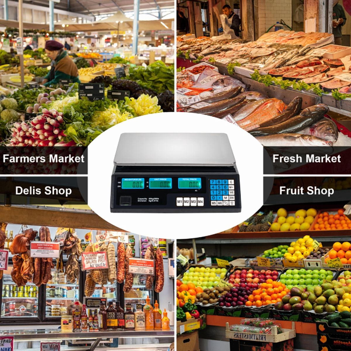 Computing Scale, 40kg/5g Digital Retail Scale / Backlit Lcd, Plu Memory and Accounting, for Accurate Kitchen, Food and Portion Weighing