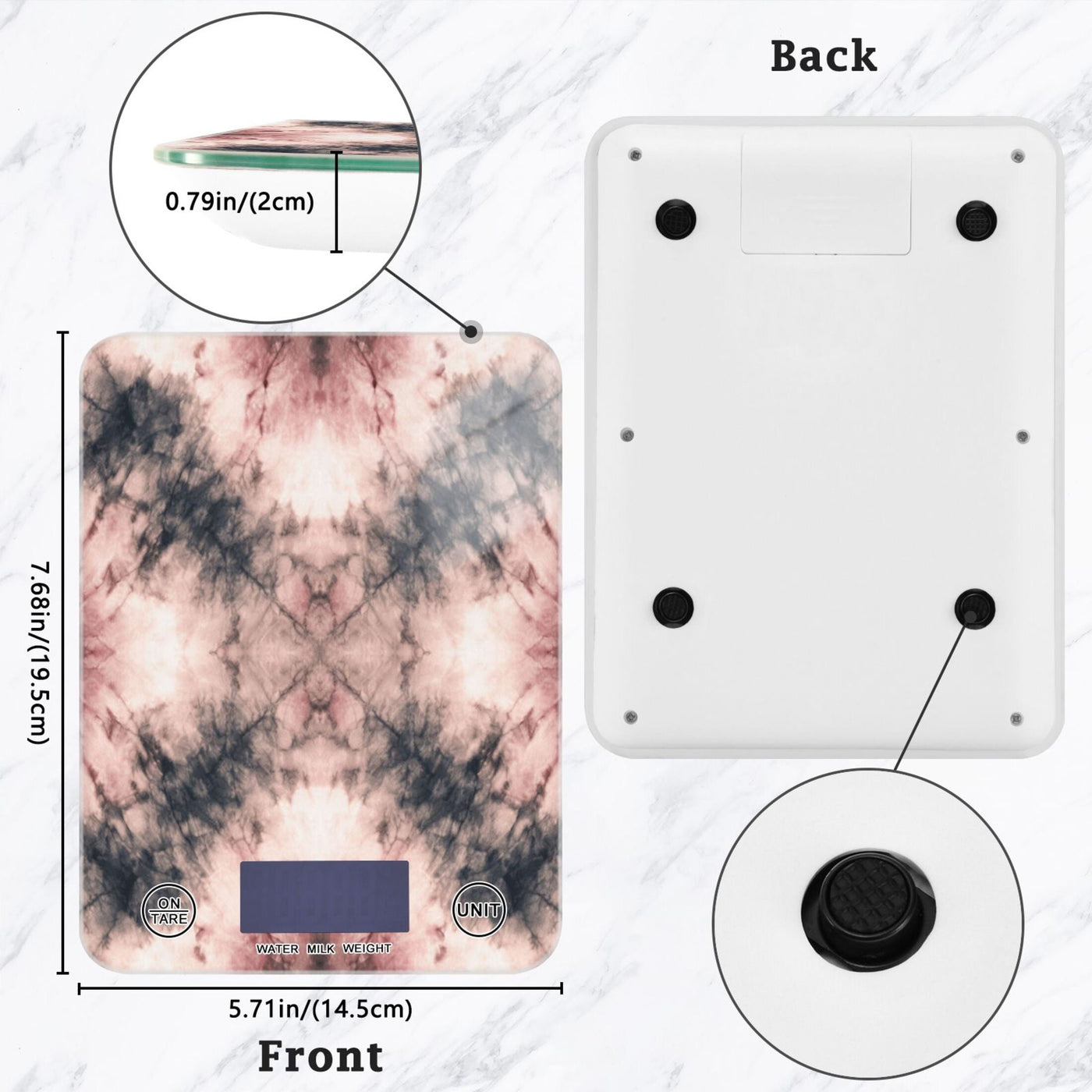 High Precision Digital Kitchen Scale Tempered Glass Food Scale Multifunction Scale Small Kitchen Appliances Soft Pink Tie-dye Pattern
