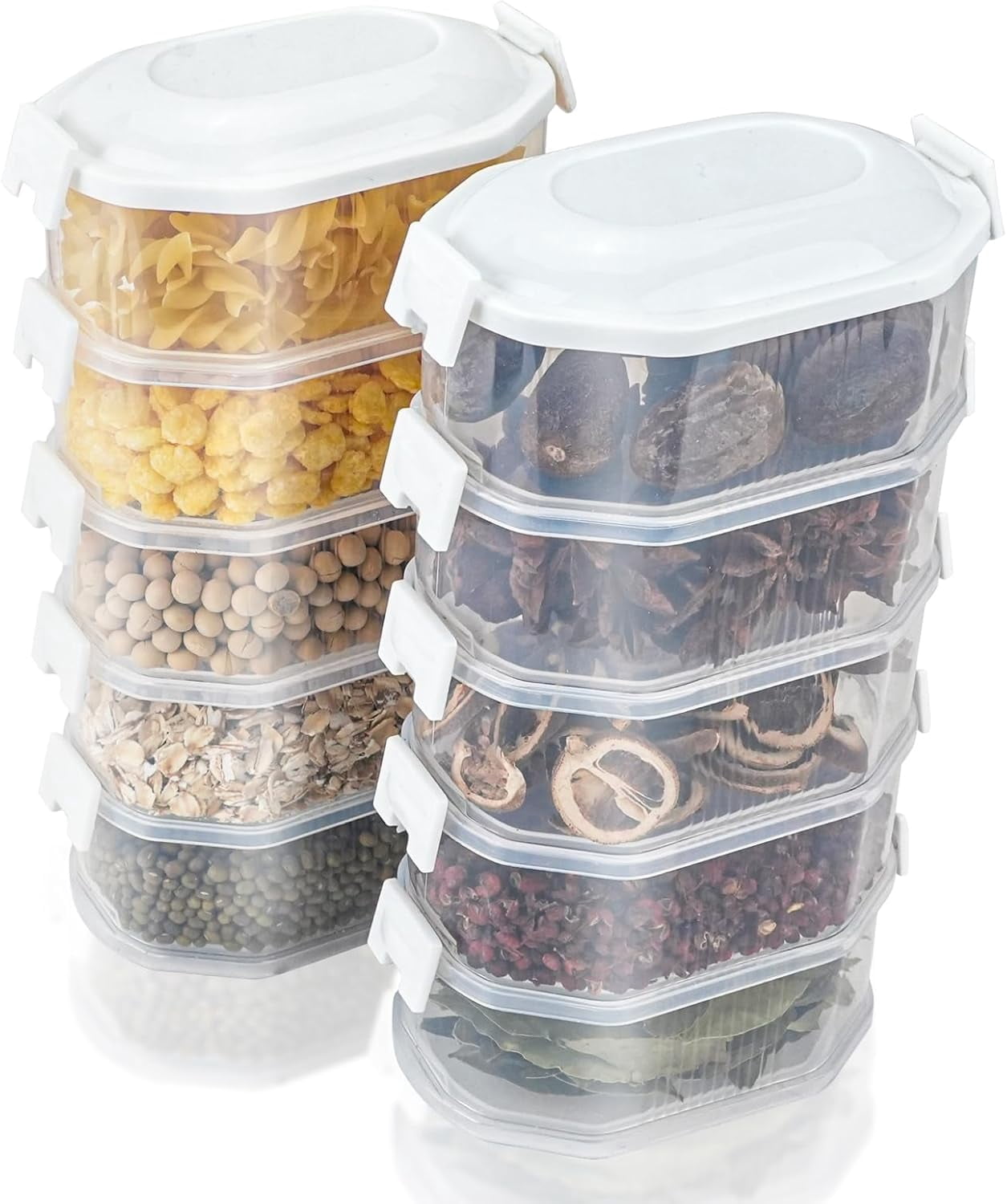 10-Piece Food Storage Containers, Fridge Organisers Stackable with Lids BPA Free, Pantry Plastic Food Containers Leak Proof