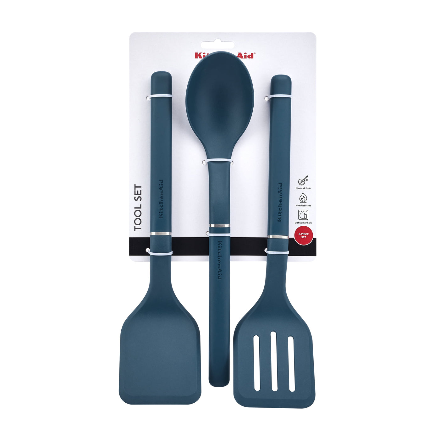 3-Piece Cooking Utensils Set with Ergonomic Handles, Agave, for Cooking, Mixing, Serving and Nonstick Cookware