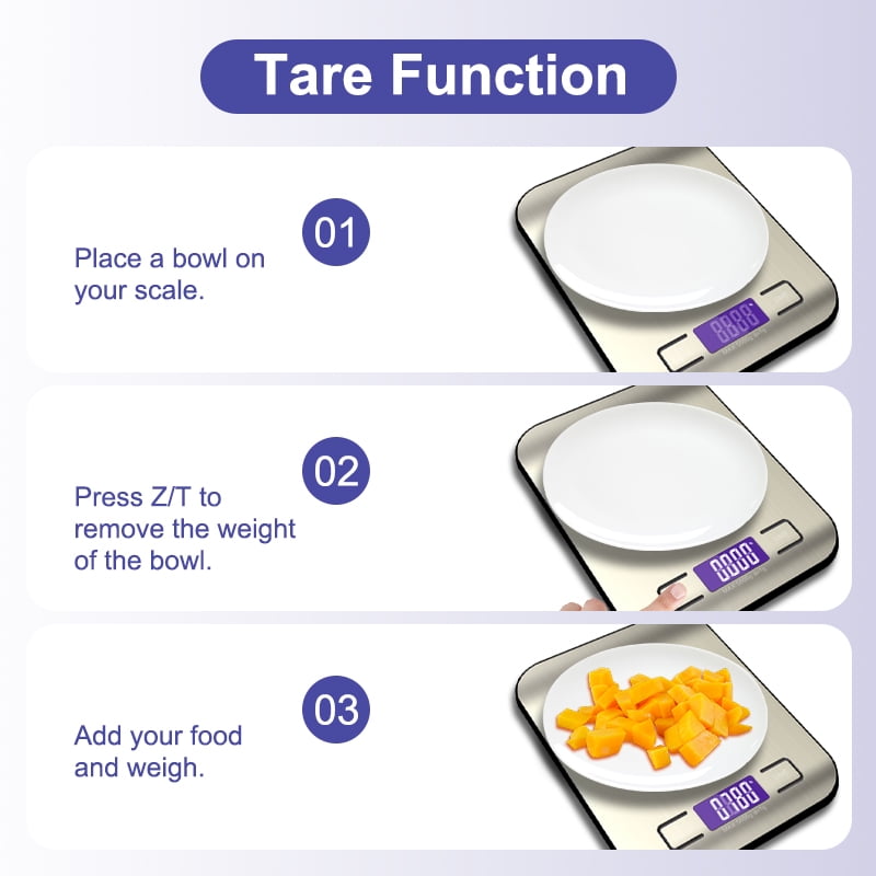 Food Scale for Kitchen, 22lb/10kg Digital Food Kitchen Scale Stainless Steel with 5 Units, LCD Display Digital Scales for Coffee, Baking, Cooking
