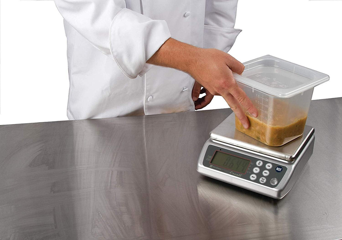 Digital Washdown Scale, 33lb Capacity, Stainless Steel, for Accurate Kitchen, Food and Portion Weighing