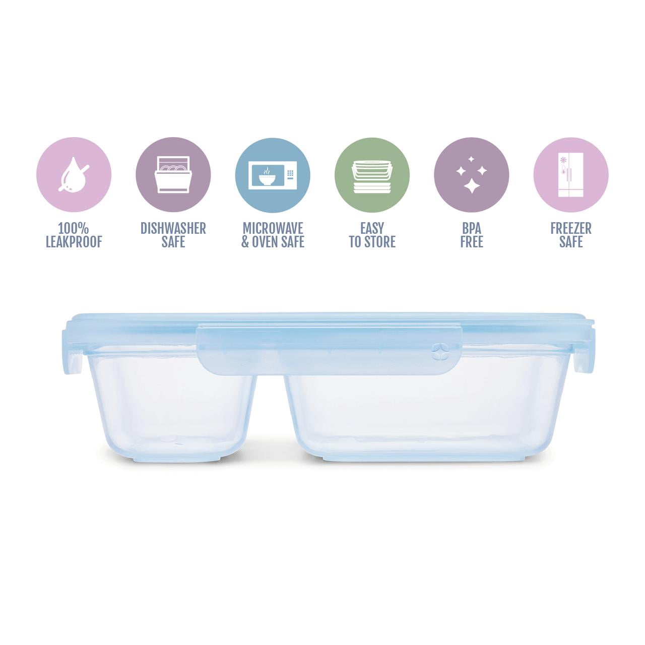 Snap and Nest Plastic 8-Piece Divided Meal Prep Set, Well Suited to Refrigerator Organization and Meal Preparation