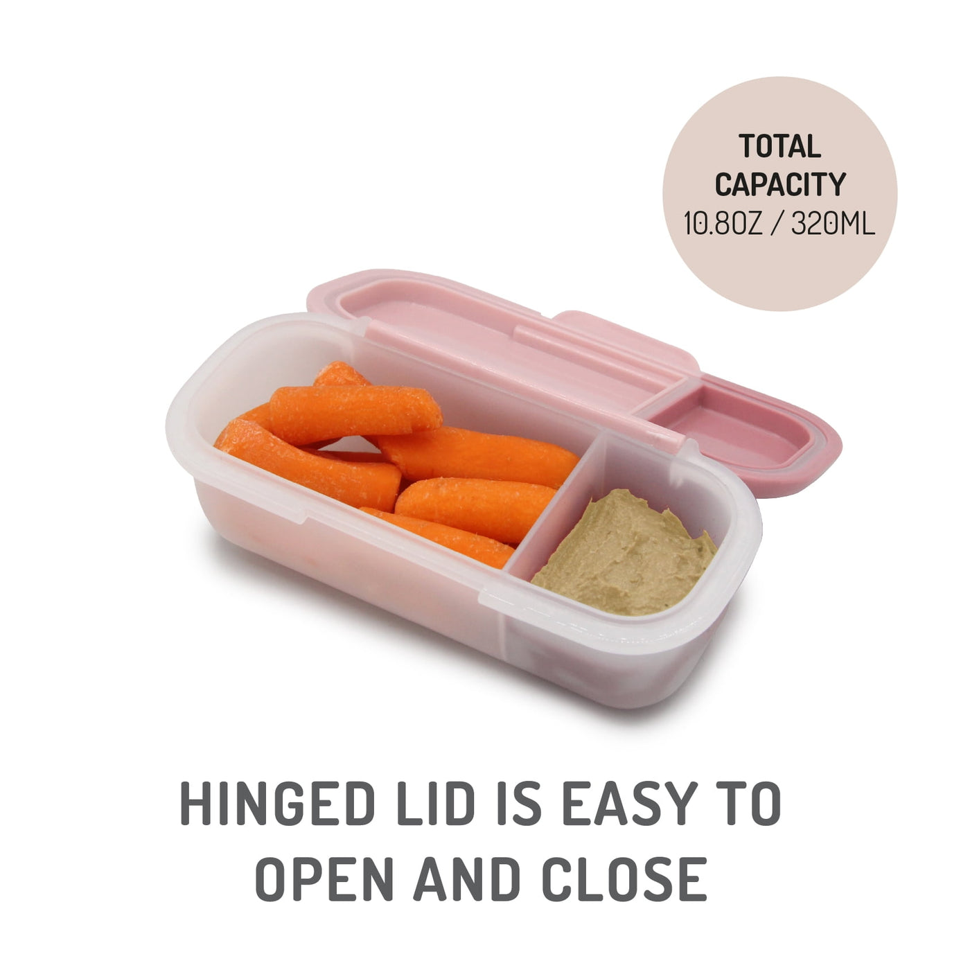 Melii 2-Compartment Snack Box, Plastic Food Storage Container in Blush and Berry, Perfect for Daily Lunch Packing