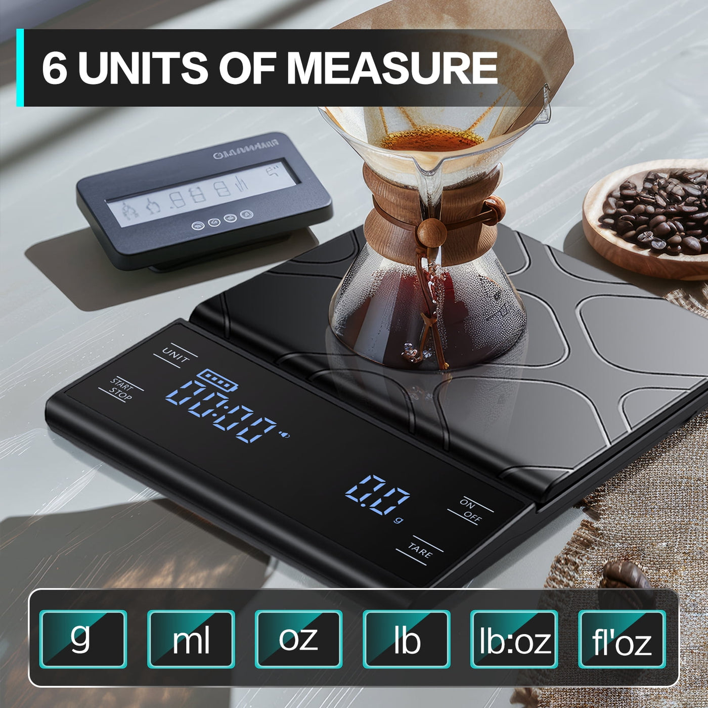 Coffee Scale with Timer, 3kg/0.1g High Precision Digital Kitchen Scale Drip Espresso Scale with Auto Tare, Pour Over Coffee Scale