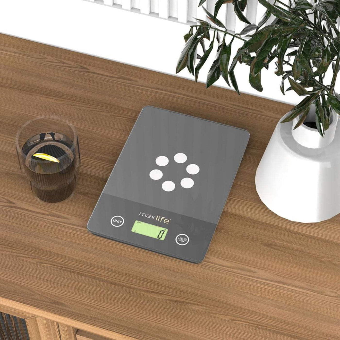 Max Life Digital Scale -tempered Glass, High Accuracy, Tare, Multi-unit Measurement Kitchen Scale, for Accurate Kitchen, Food and Portion Weighing