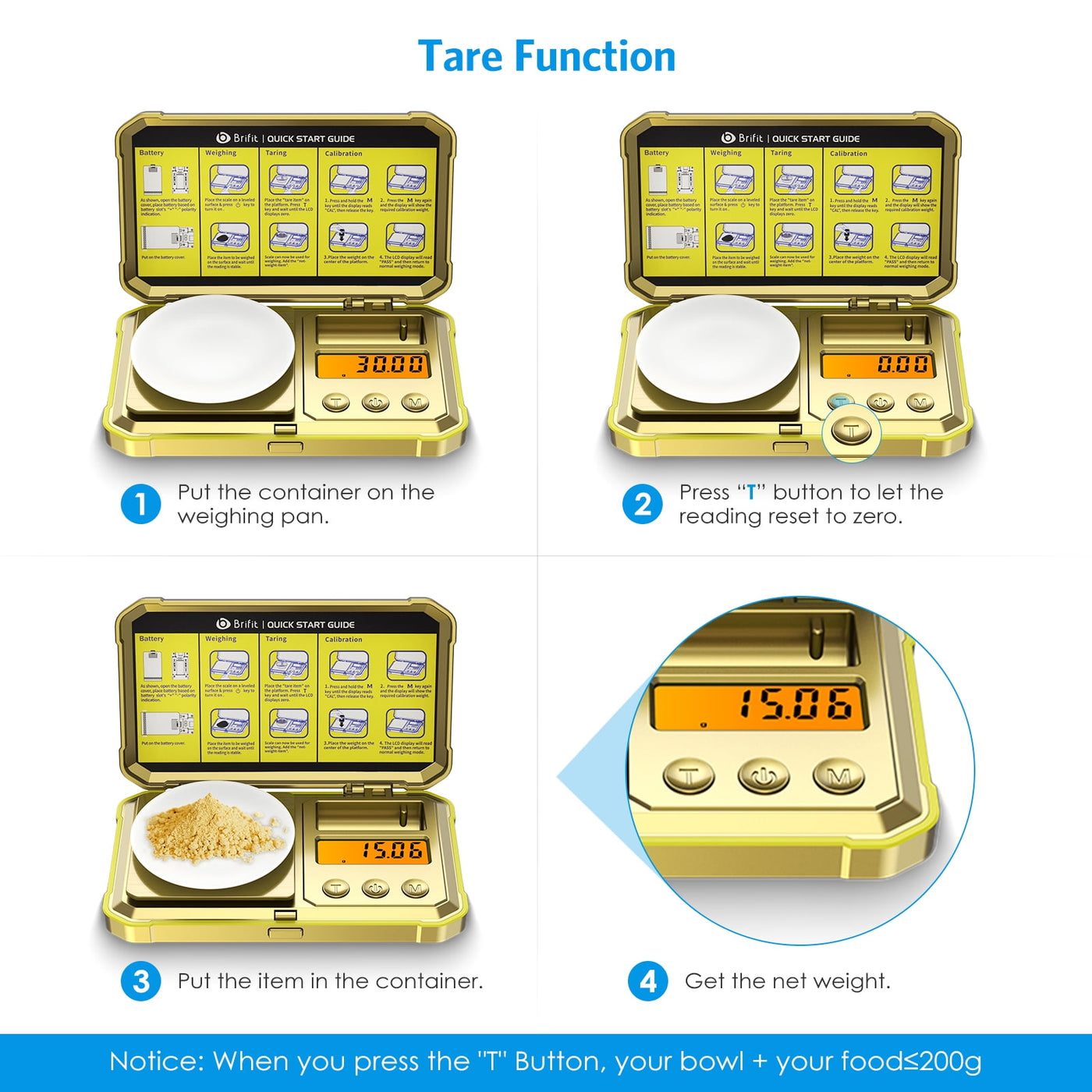 Digital Scale, Amir Digital Pocket Scale 200g/0.01g High-precision Scale with 50g Calibration 6 Units LCD Display Tare Function Gram Scale for Kitchen