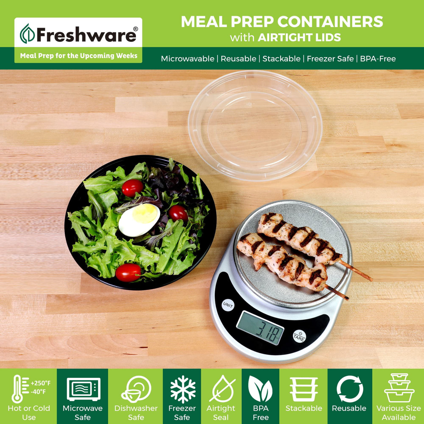 Meal Prep Bowl Containers [30-pack] Plastic Bowls with Lids for Soup and Salad, Food Storage Bento Box, BPA Free, Stackable, Lunch Boxes