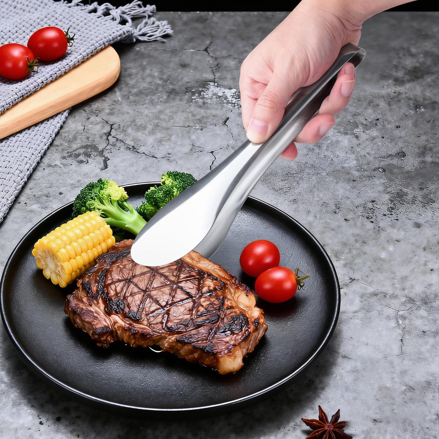 3-Pack Serving Tongs, 1.77 Inch X 9 Inch Polished Stainless Steel Kitchen Tongs for Food, Buffet, Appetizer, Cooking, Salad, Party and Ice