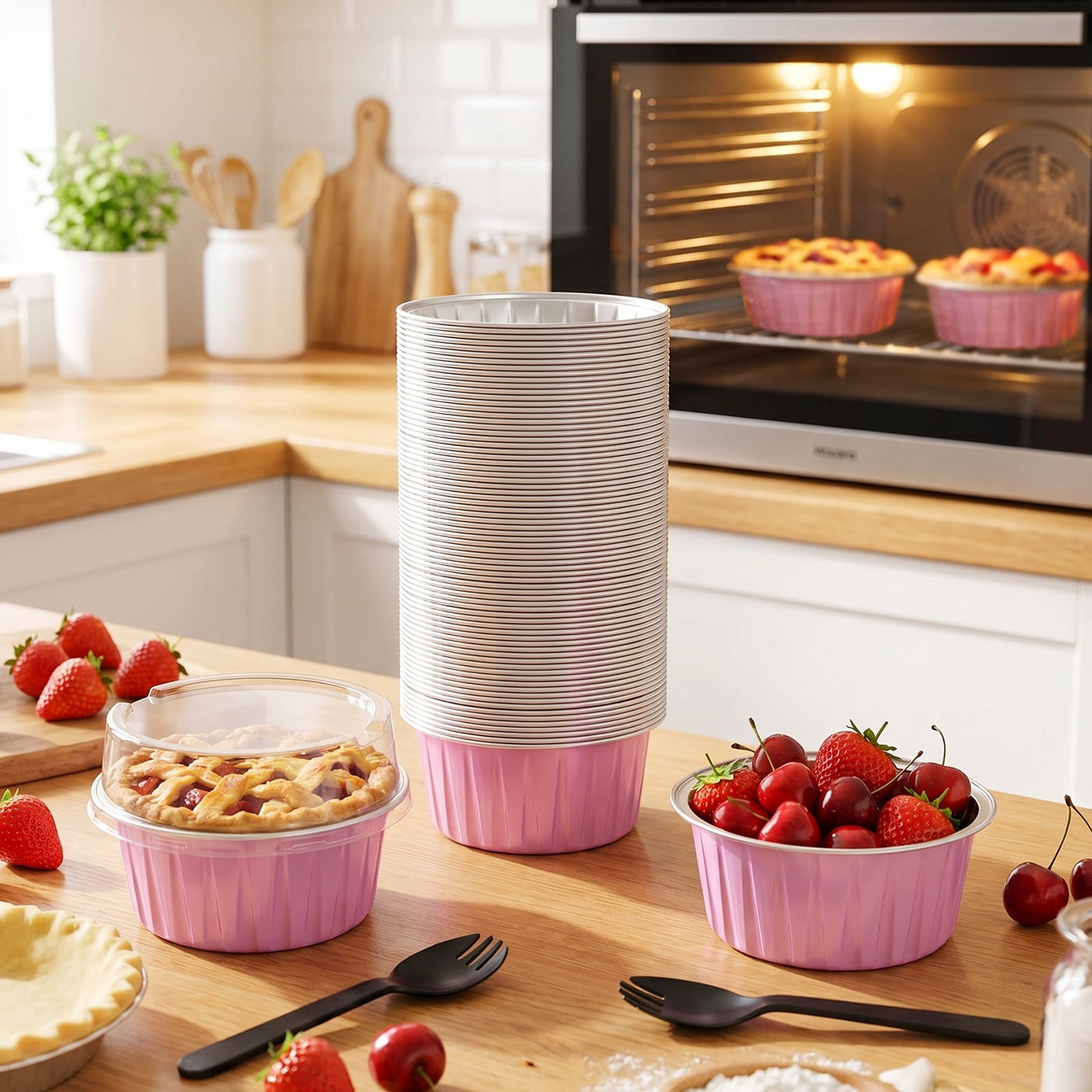 5 Oz Mini Cake Pans with Lids, Aluminum Foil Cake Cups, Pie Pans Muffin Tins Cupcake for Party Wedding Birthday
