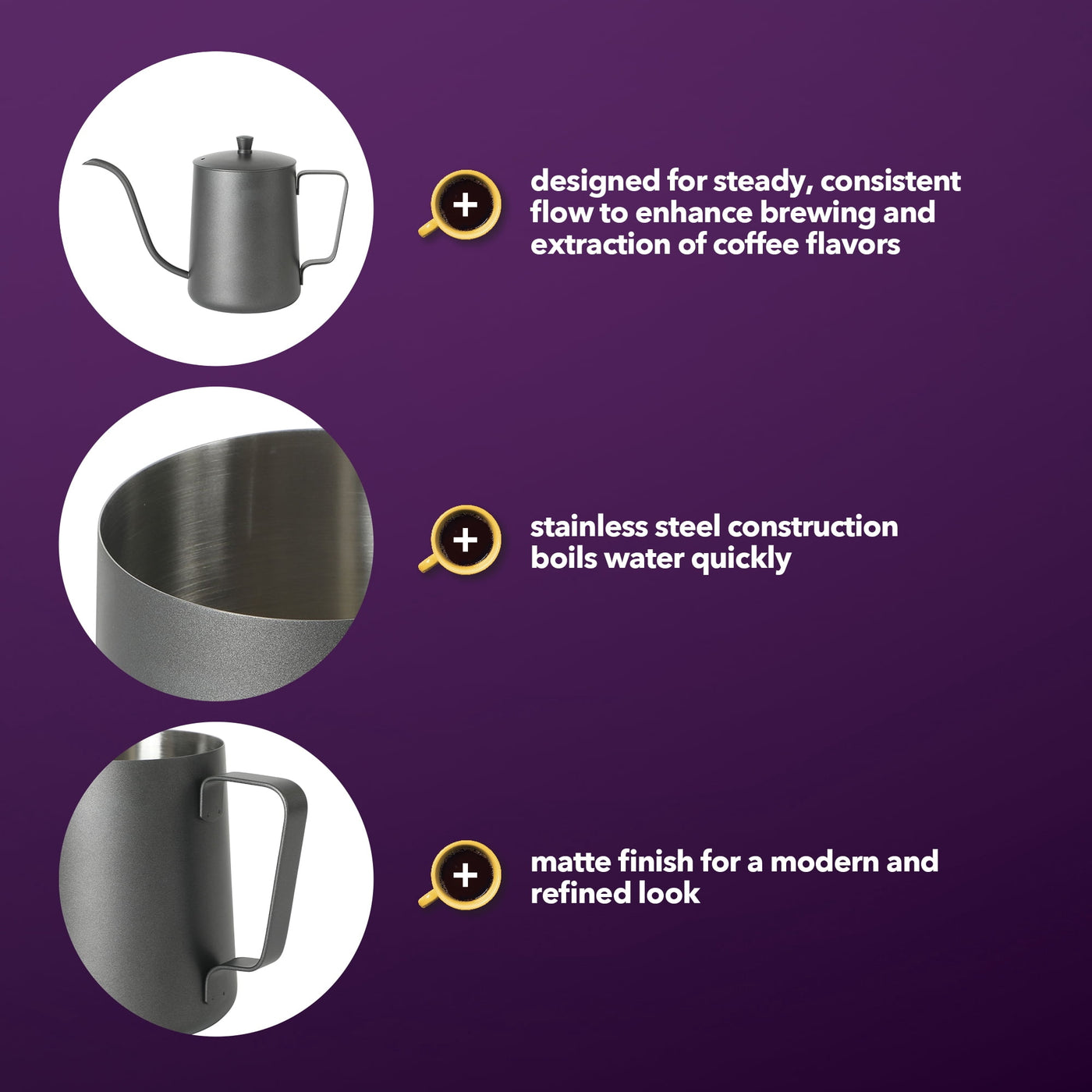 Coffee Stillbrook 1.2 L Black Gooseneck Tea Kettle, for Everyday Home Kitchen Cooking, Storage and Organization
