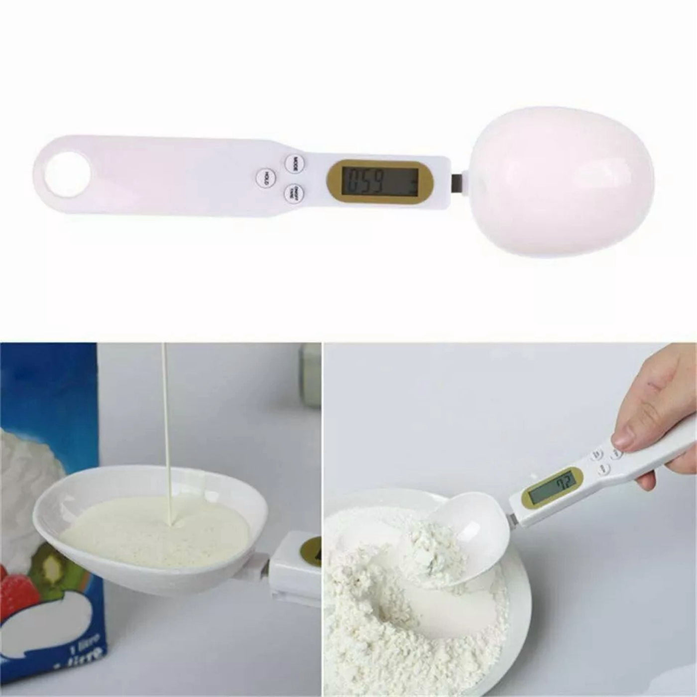 Kitchen Spoon Scale LCD Display Digital Measuring Electronic Weight Gram Scales., for Cooking, Mixing, Serving and Nonstick Cookware