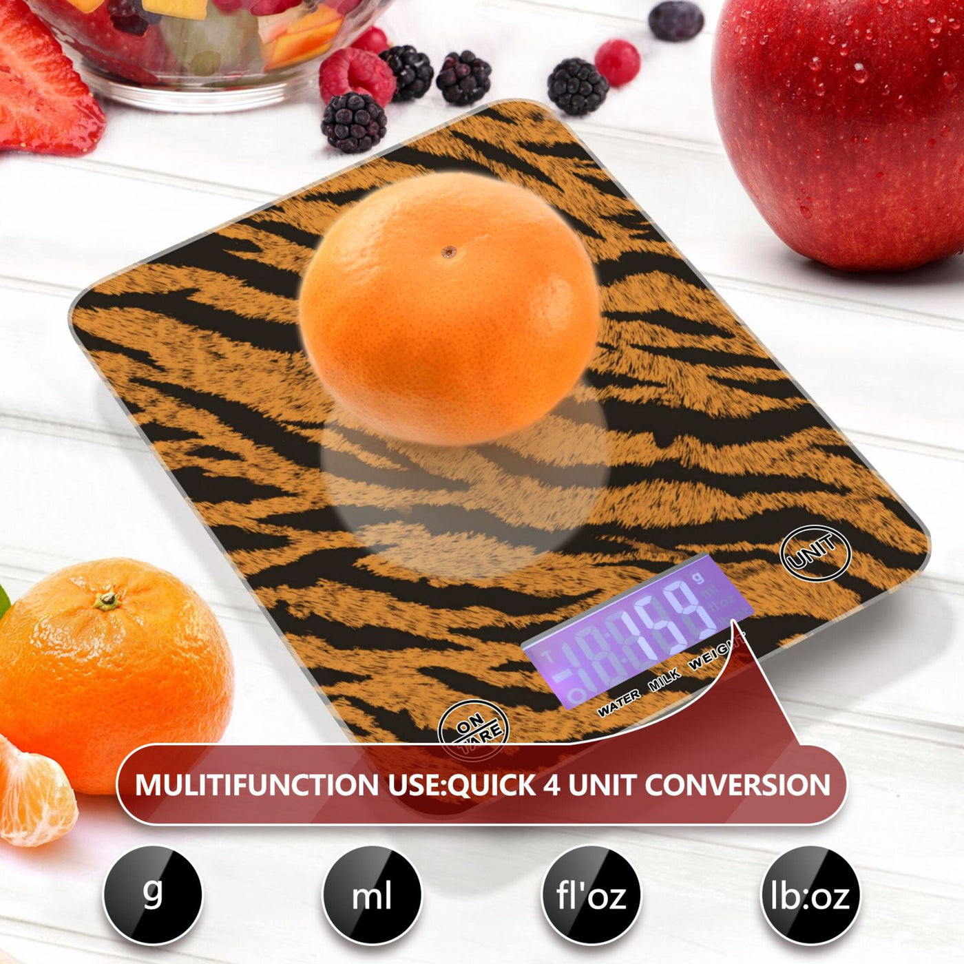 High Precision Digital Kitchen Scale Tempered Glass Food Scale Multifunction Scale Small Kitchen Appliances Tiger Stripes Pattern