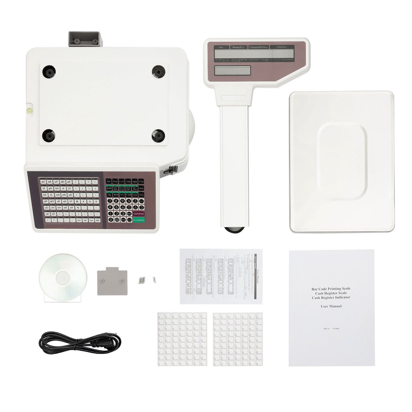 Label Printing Scale, Digital Weight Price Scale LCD Screen Computing Scale with Thermal Label Printer Electronic Weight Scale 66LB/30KG Commercial