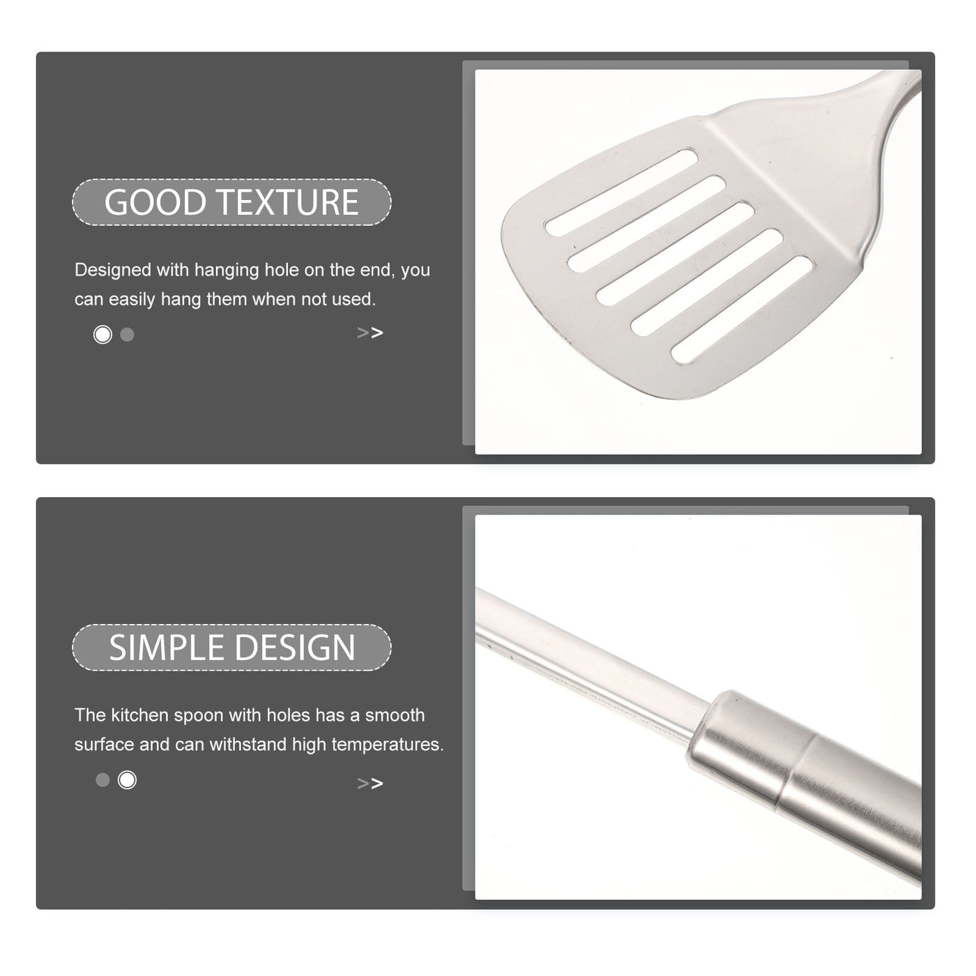 304 Stainless Steel Kitchen Utensil Set, 5-Piece, Ergonomic Stay-cool Hollow Handles, Dishwasher Safe, Silver