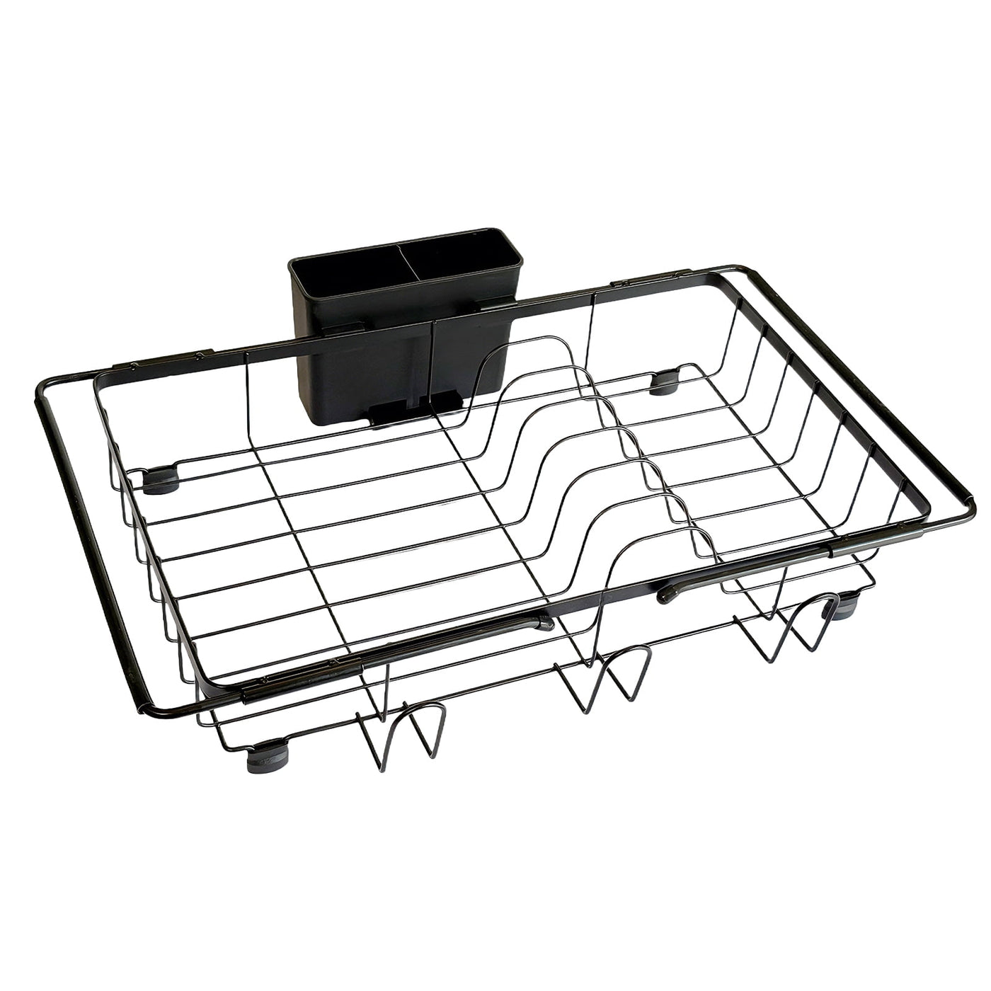 Dish Drying Rack in Sink, Expandable Stainless Steel Dish Rack Over The Sink, Kitchen Sink Drain Strainer with Cutlery Holder and Cup Holders