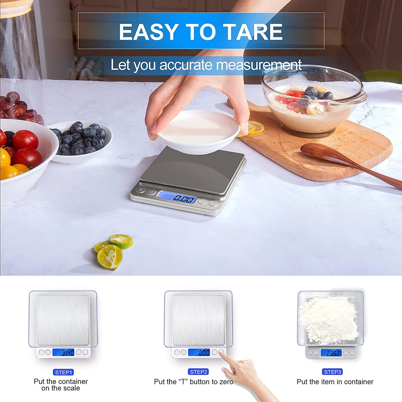 Gram Scale Small Digital Food Scale, 500g By 0.01Gram/0.001Ounce, Accurate Weighting, Multifunction Kitchen Scale for Jewelry/Baking/Soap, 9 Units