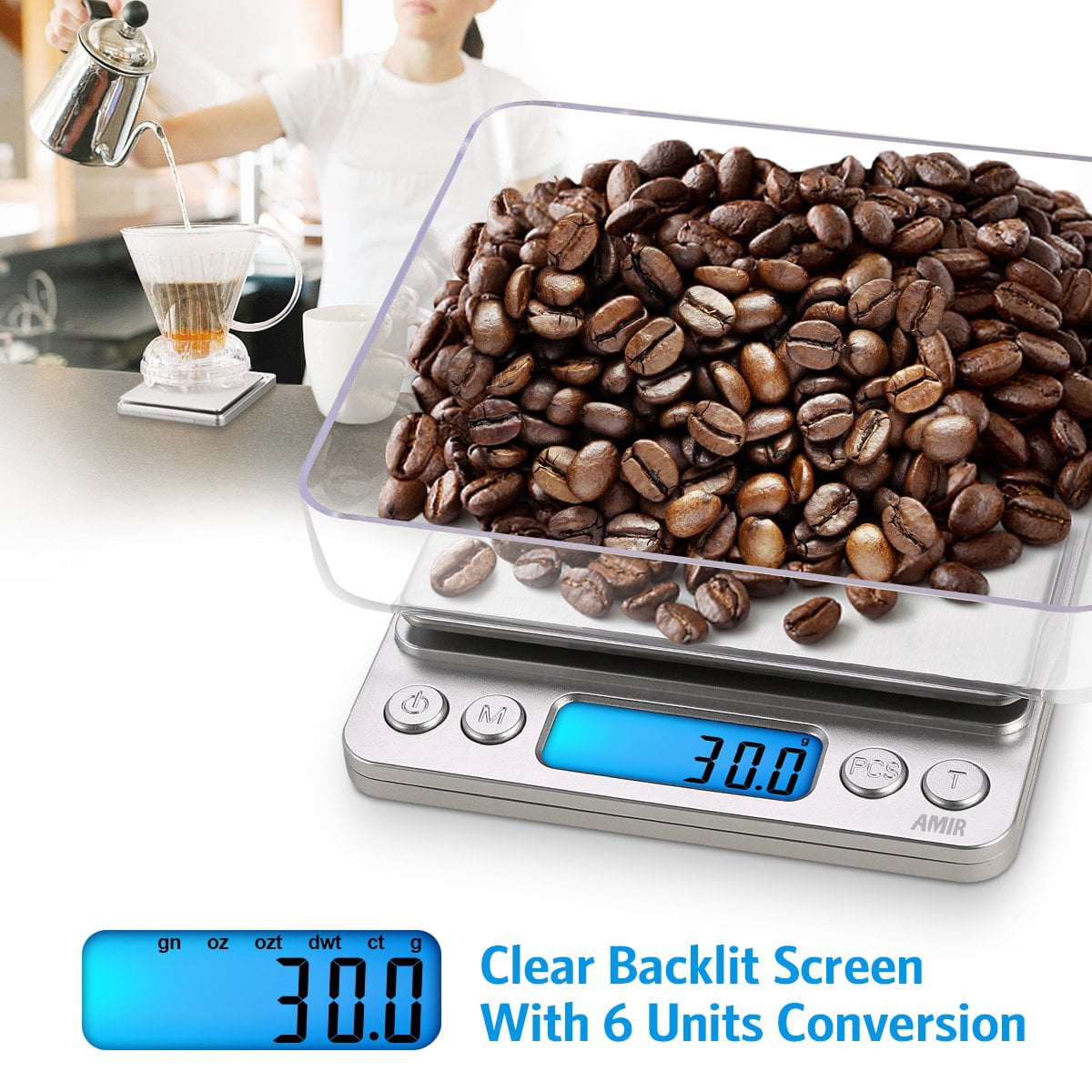 Digital Kitchen Scale, 3000g 0.01oz/ 0.1g Pocket Cooking Scale, Mini Food Scale, Pro Electronic Jewelry Scale with Back-lit LCD Display