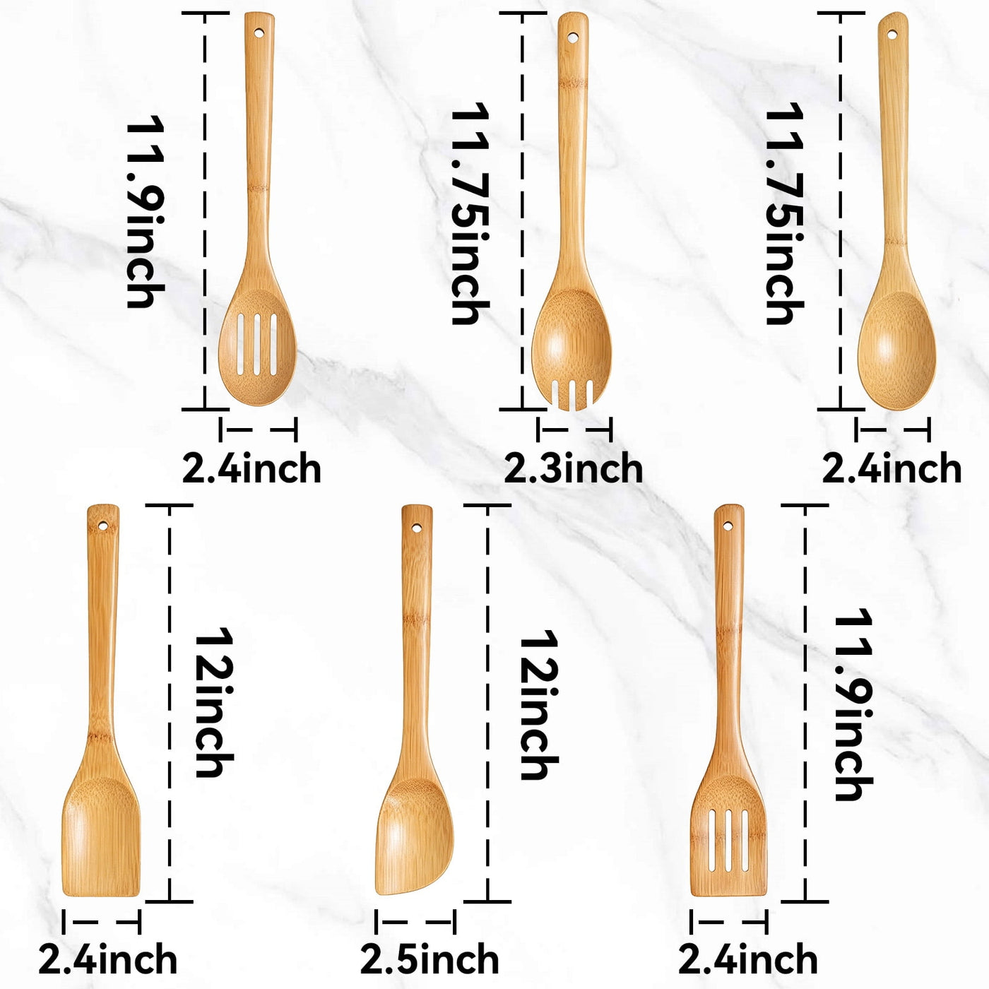 6-Piece Wooden Cooking Utensil Set, Wooden Spoons for Cooking, Natural Banboo Spatula Spoon Utensils Set for Kitchen Cookware, Heat Resistant