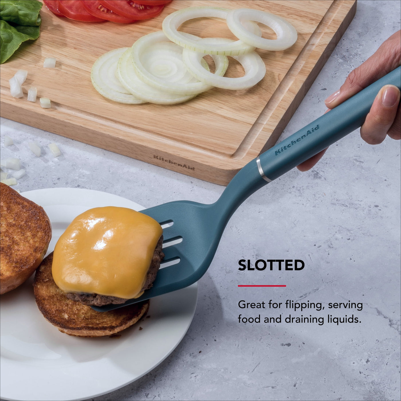3-Piece Cooking Utensils Set with Ergonomic Handles, Agave, for Cooking, Mixing, Serving and Nonstick Cookware