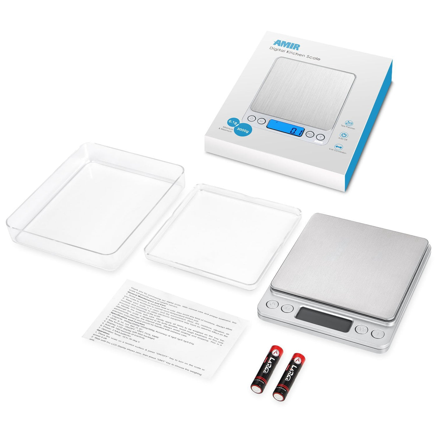 Digital Kitchen Scale, 3000g 0.01oz/ 0.1g Pocket Cooking Scale, Mini Food Scale, Pro Electronic Jewelry Scale with Back-lit LCD Display