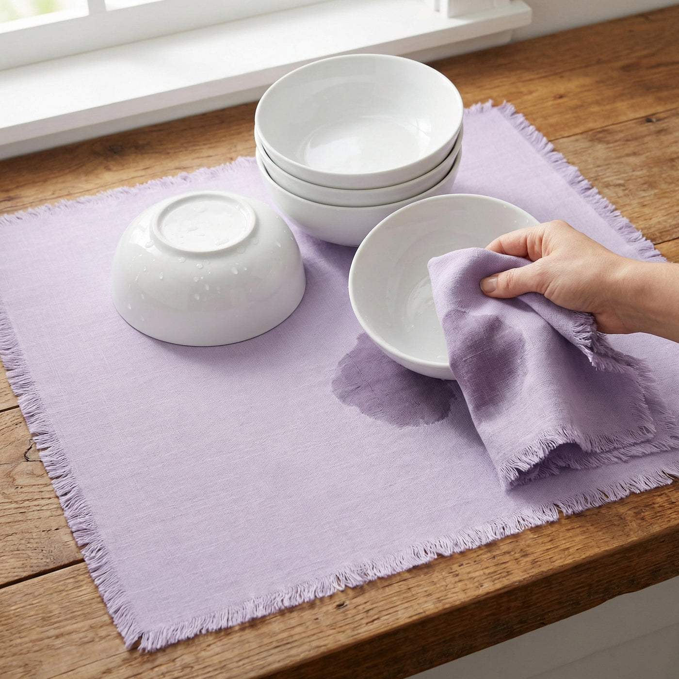 Cotton Linen Kitchen Towels Claret 4-Pack Light Purple/Pink 18" X 18", for Drying Dishes, Wiping Counters and Everyday Kitchen Cleaning