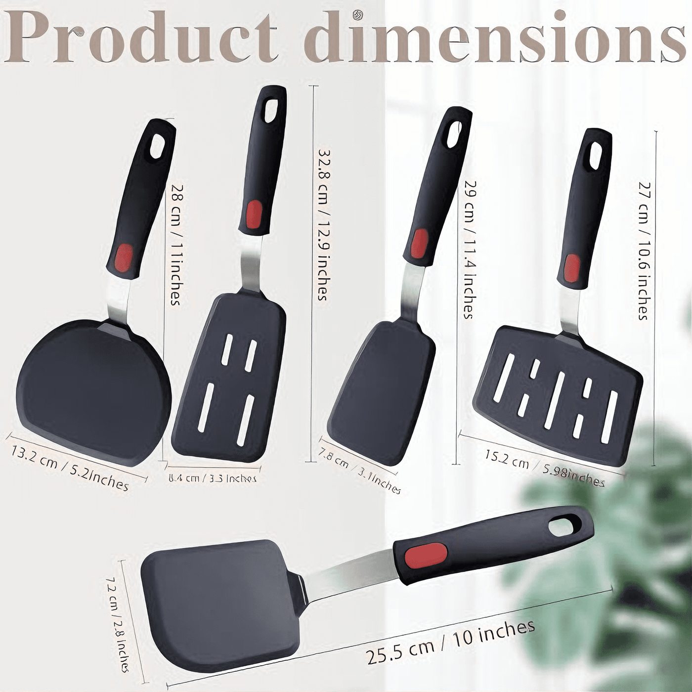 Silicone Spatula Turner Set of 5, 600°F Heat Resistant Cooking Spatulas for Nonstick Cookware, Large Flexible Kitchen Utensils BPA Free Rubber Spatula