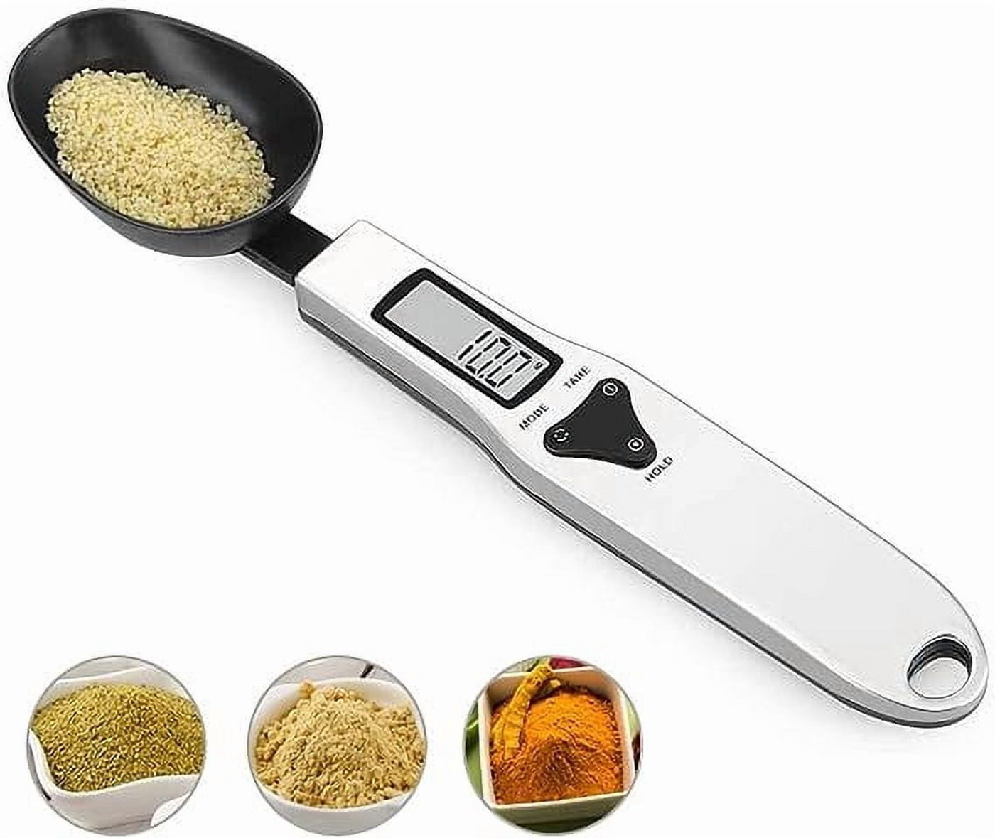Digital Measuring Spoon Scale, 0.1g-500g Food Scale with LCD Display, 4 Units g/oz/gn/ct, Kitchen Baking Tool with 2 Aaa Batteries