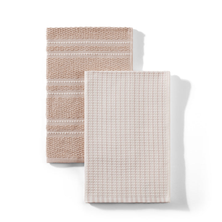 Latte Swirl Kitchen Towels 2-Pack, for Drying Dishes, Wiping Counters and Everyday Kitchen Cleaning, Durable Design for Daily Home Use