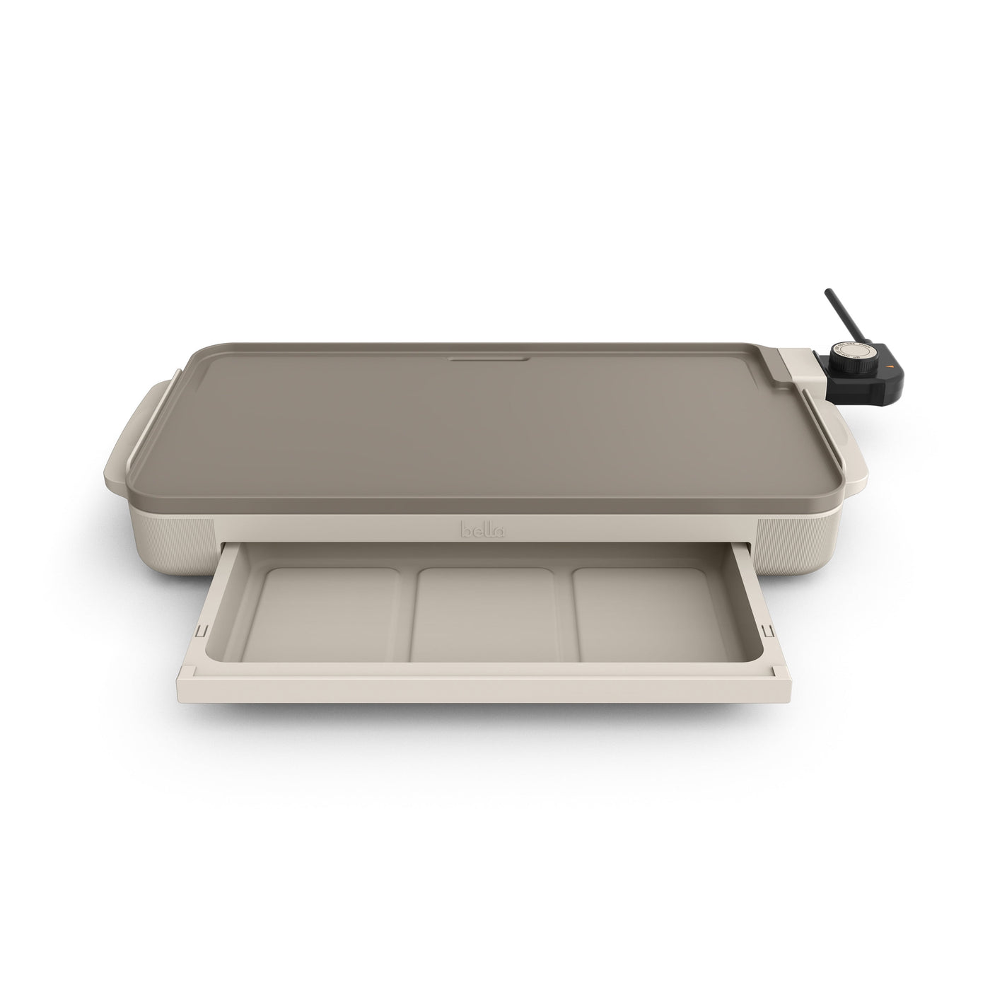 10" X 18" Nonstick Ceramic Griddle with Warming Tray, Oatmilk, for Everyday Home Kitchen Cooking, Storage and Organization