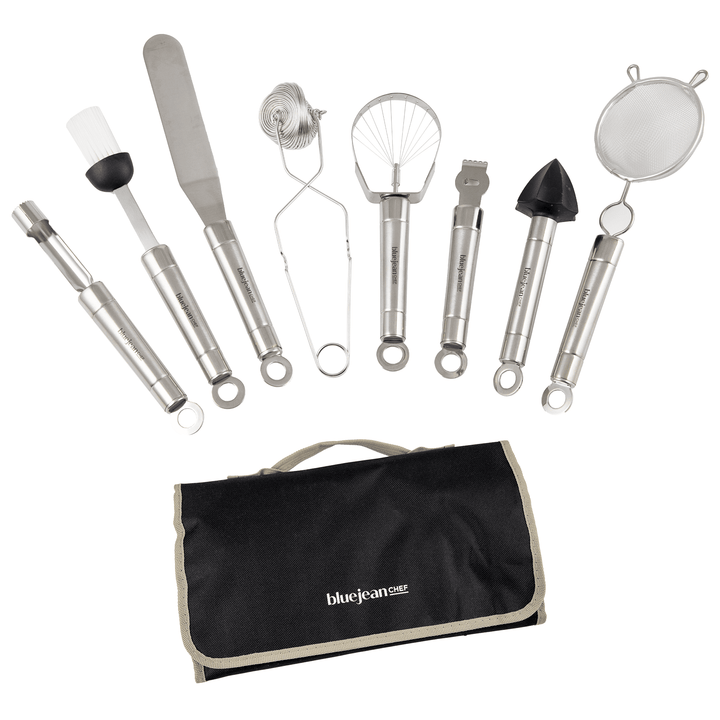 8-Piece Kitchen Tool and Gadget Set, Stainless-steel Kitchen Tools with Storage Pouch, Dishwasher Safe