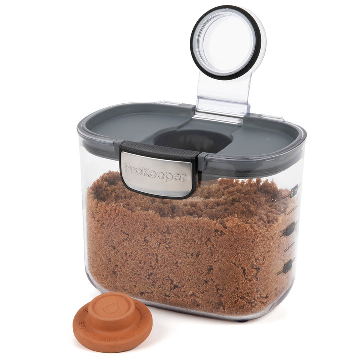 Brown Sugar + Airtight Container with Terra Cotta Stone for Food Storage, Made for Pantry Organization and Food Storage