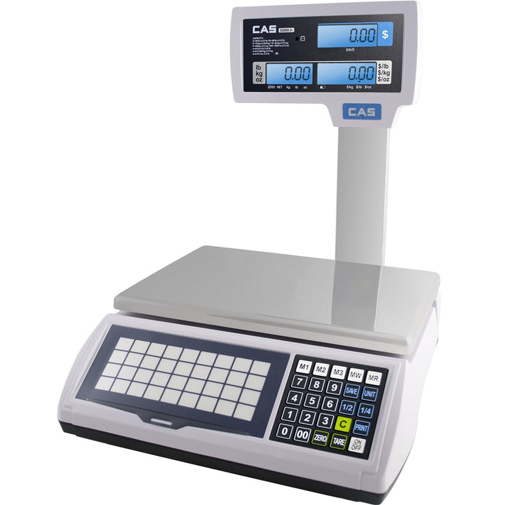 Cas, S2jr60lp, Price Computing Scale w/LCD Display and Pole, 60 Lb X 0.02 Lb, Ntep, for Accurate Kitchen, Food and Portion Weighing