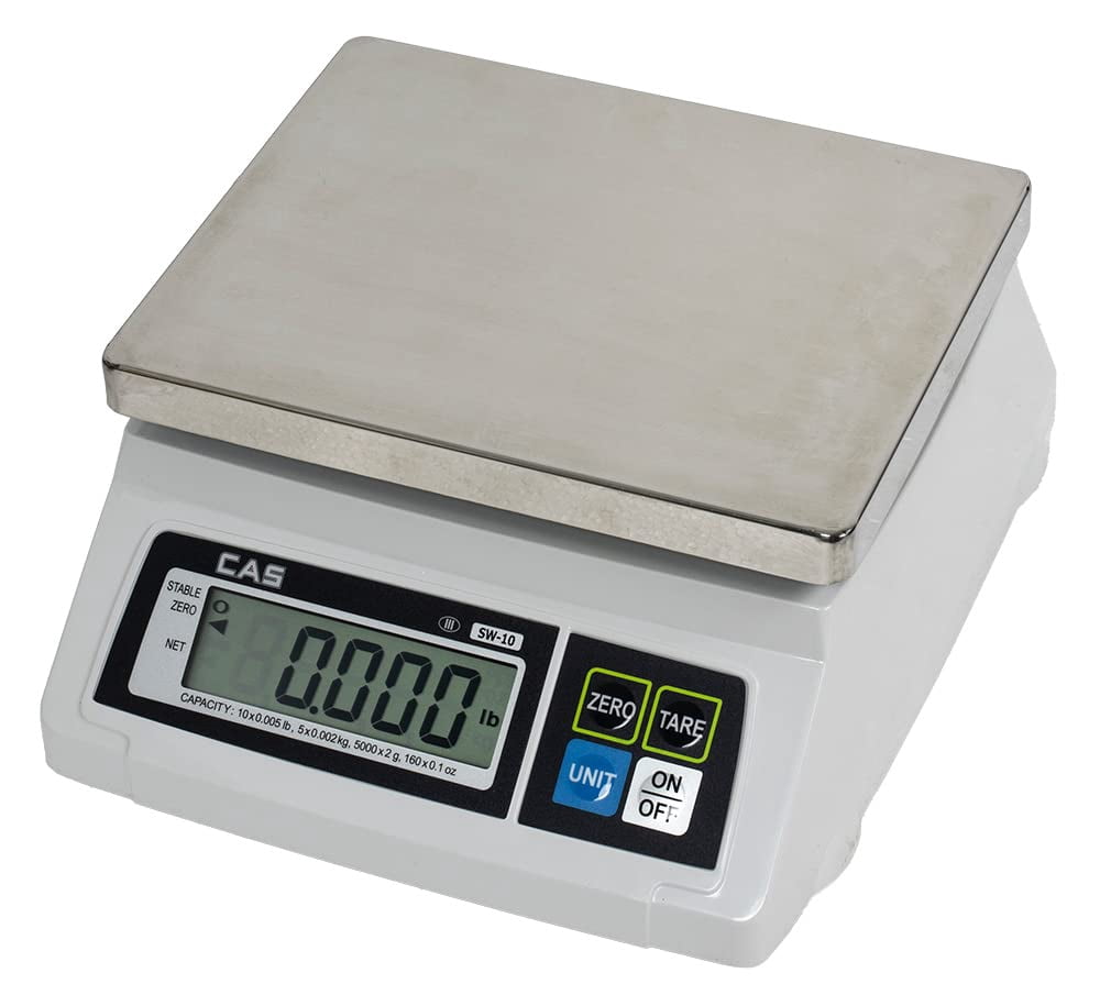 Cas Sw-20 Kitchen Portion Scale, 20lb Capacity Ntep Certified Compact, Commercial Food Scale, Water Resistant and Battery Operated