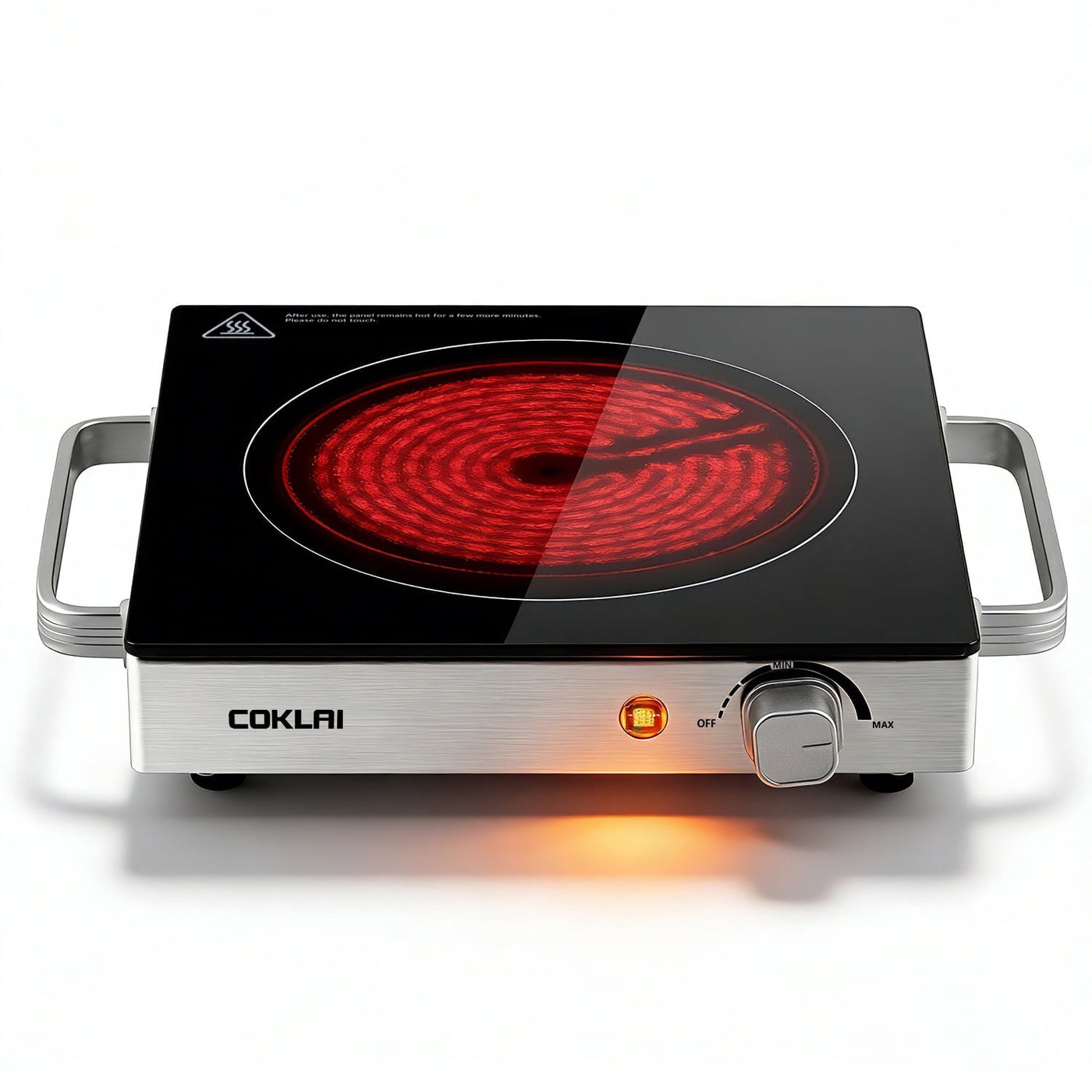Glass Electric Hot Plate, Portable Single Burner with Adjustable Temperature, Easy-clean Surface, Compact Cooktop for Kitchen, Dorm, RV and Camping
