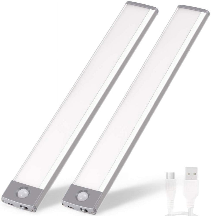 Mikhai 16inch Under Cabinet Lighting, 2-Pack Rechargeable Motion Sensor Light Indoor, 5 Levels Dimmable Magnetic Closet Lights