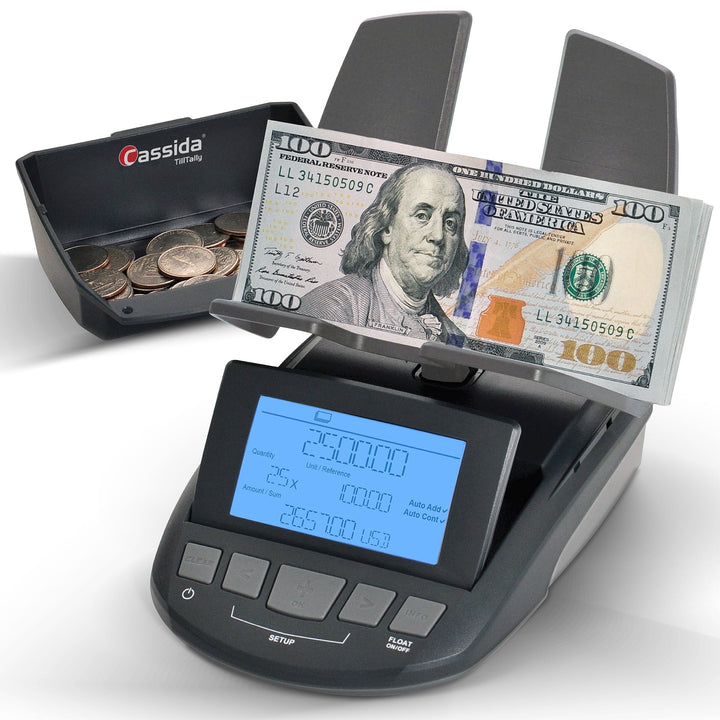 Cassida Tilltally Hybrid Bill and Coin Counting Scale, for Accurate Kitchen, Food and Portion Weighing