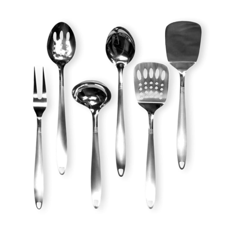Kitchen Tool and Utensil Set, 8-Piece Set, Stainless Steel, for Cooking, Mixing, Serving and Nonstick Cookware