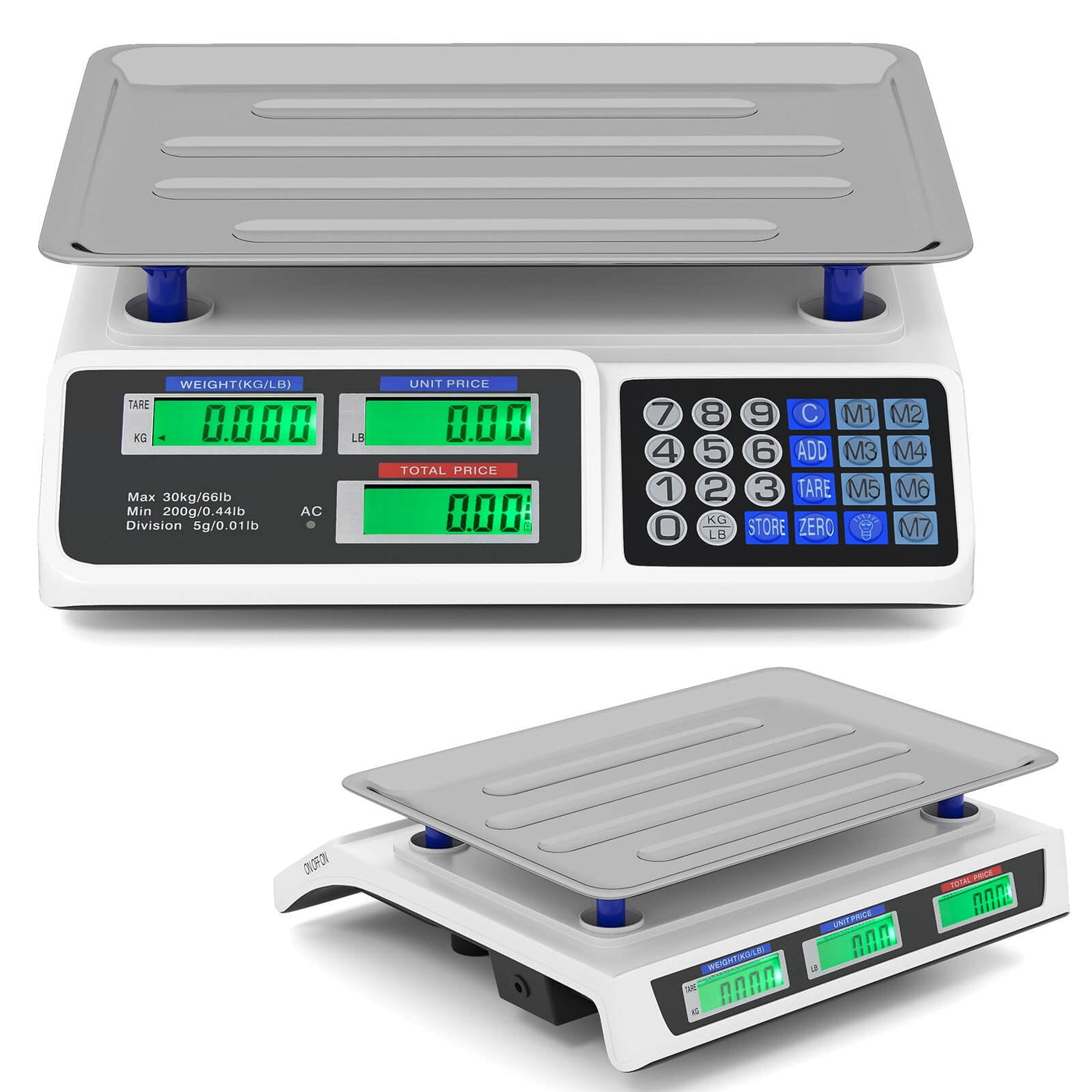 66lb Price Computing Scale with Dual LCD Displays and Rechargeable Battery, for Accurate Kitchen, Food and Portion Weighing