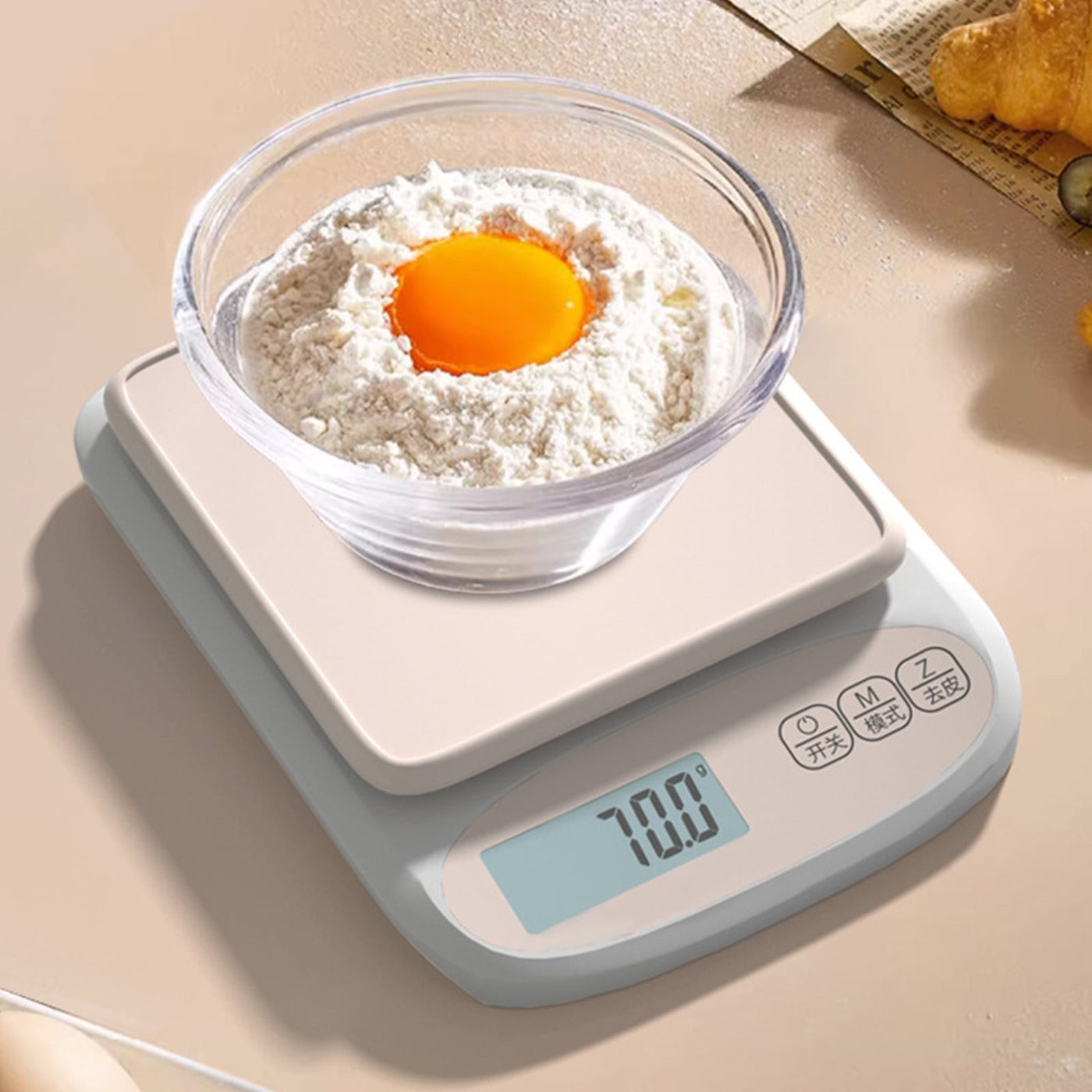 Kitchen Scale 0.1g Precision | Compact Pink Digital Food Weighing Scale | 6000g Capacity | Plastic Mini Coffee Ingredient Baking Scale | 20x15x3cm |