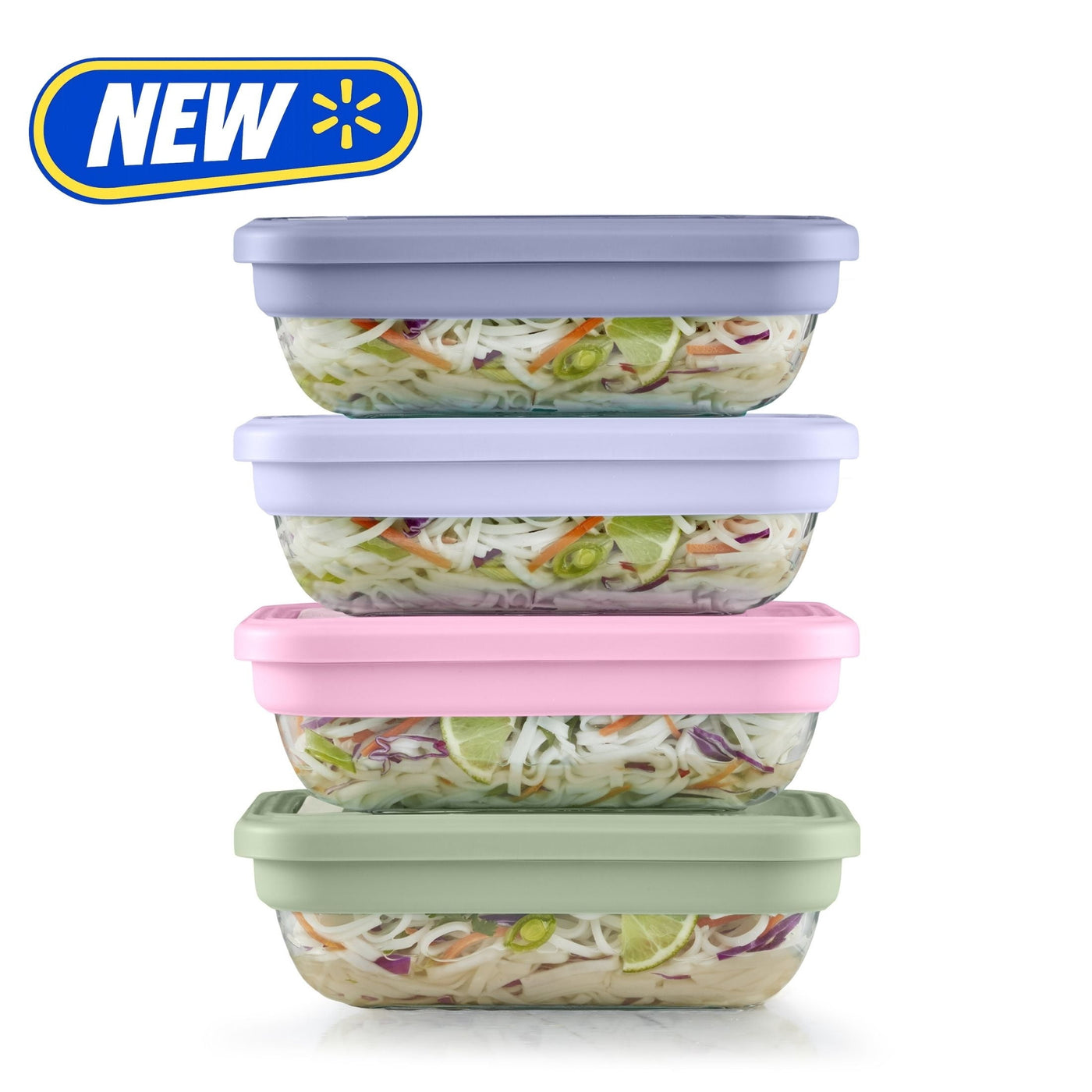 Fresh Stack Glass 3.7cup 8-Piece Meal Prep Set, Designed to Help with Everyday Organization, and Meal Preparation